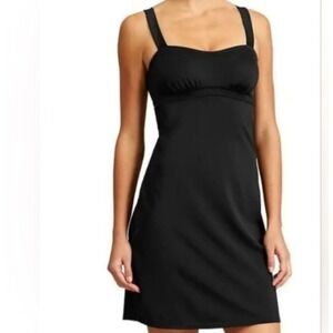 Athleta Pura Swim Dress 36 B/C Black Underwire Strappy Back Mini 489442